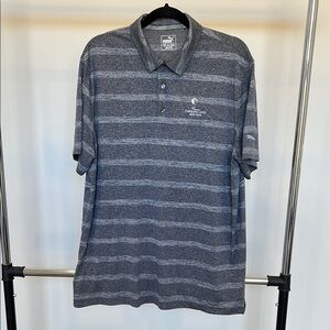 Puma Men's Gray Striped Polo Shirt